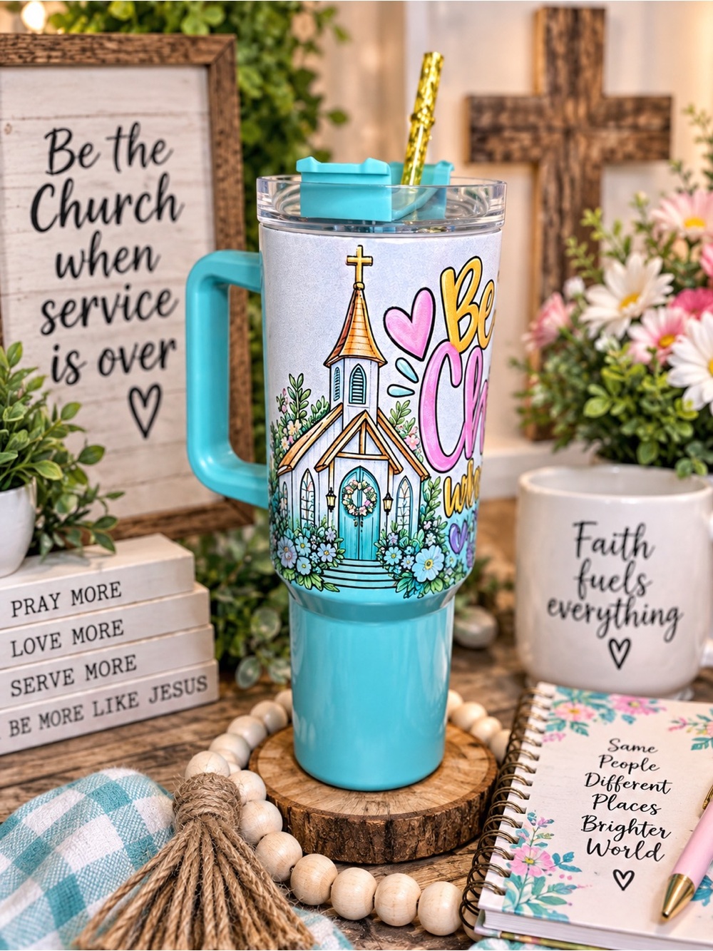 Be the Church™ — 40 oz Teal Color Fusion Mega Tumbler
